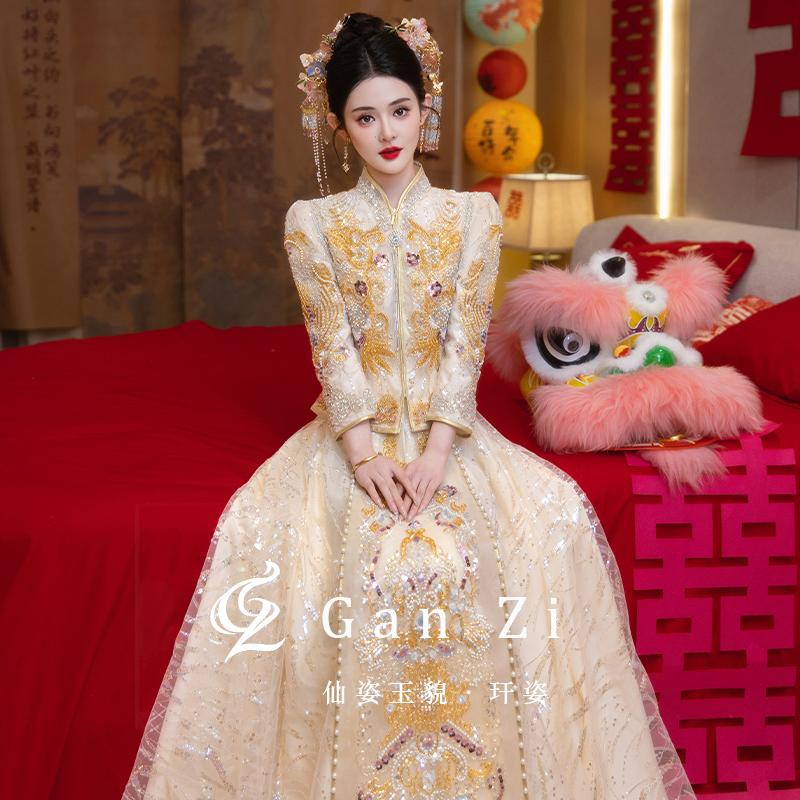 浅色秀禾服2025新款新娘结婚礼服高端中式嫁衣敬酒服显瘦迎亲服夏