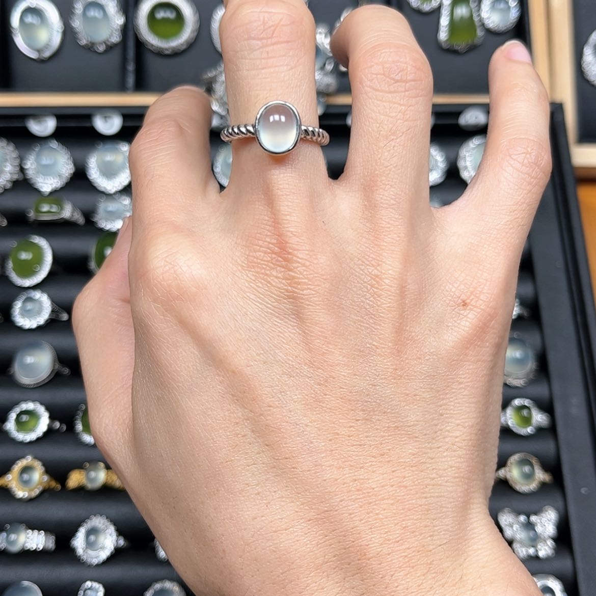 【闪购商品】岫玉戒指银S925镶嵌用****2