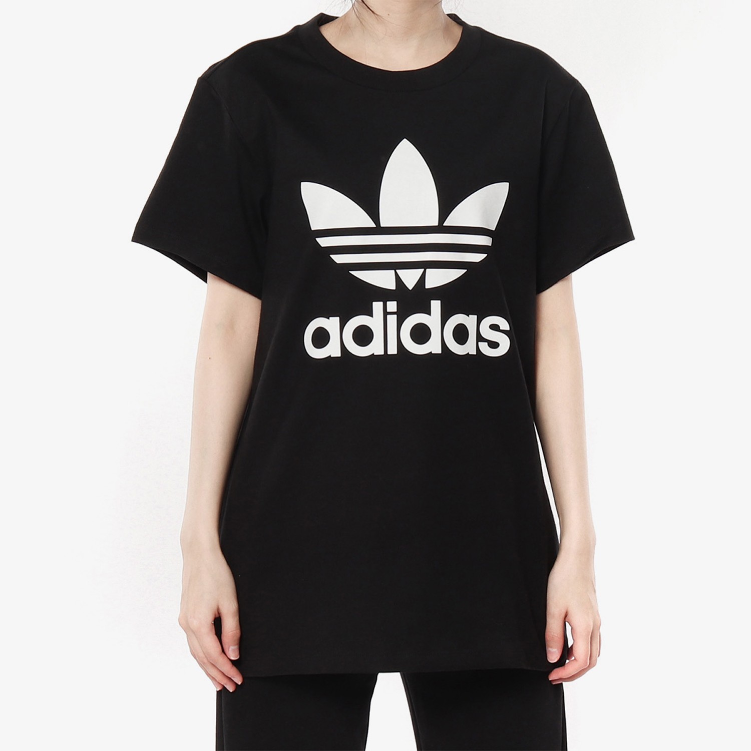 Adidas/阿迪达斯正品 三叶草经典大LOGO女子运动休闲短袖DX2323