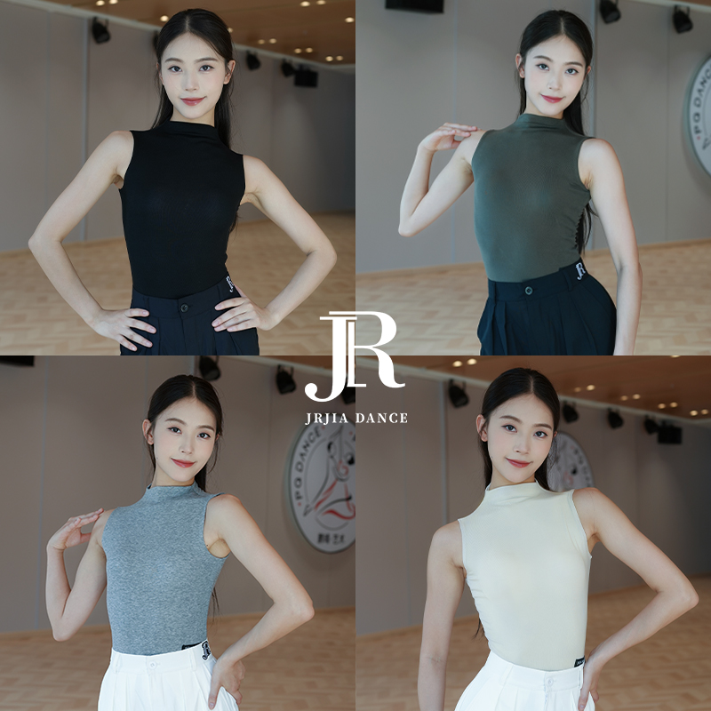 JIA.DANCE新款拉丁舞无袖上衣背心女国标舞服夏无胸垫操服R185