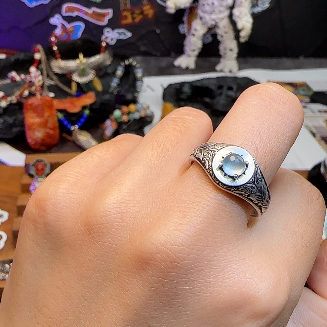 战***1翡翠银S925镶嵌戒指