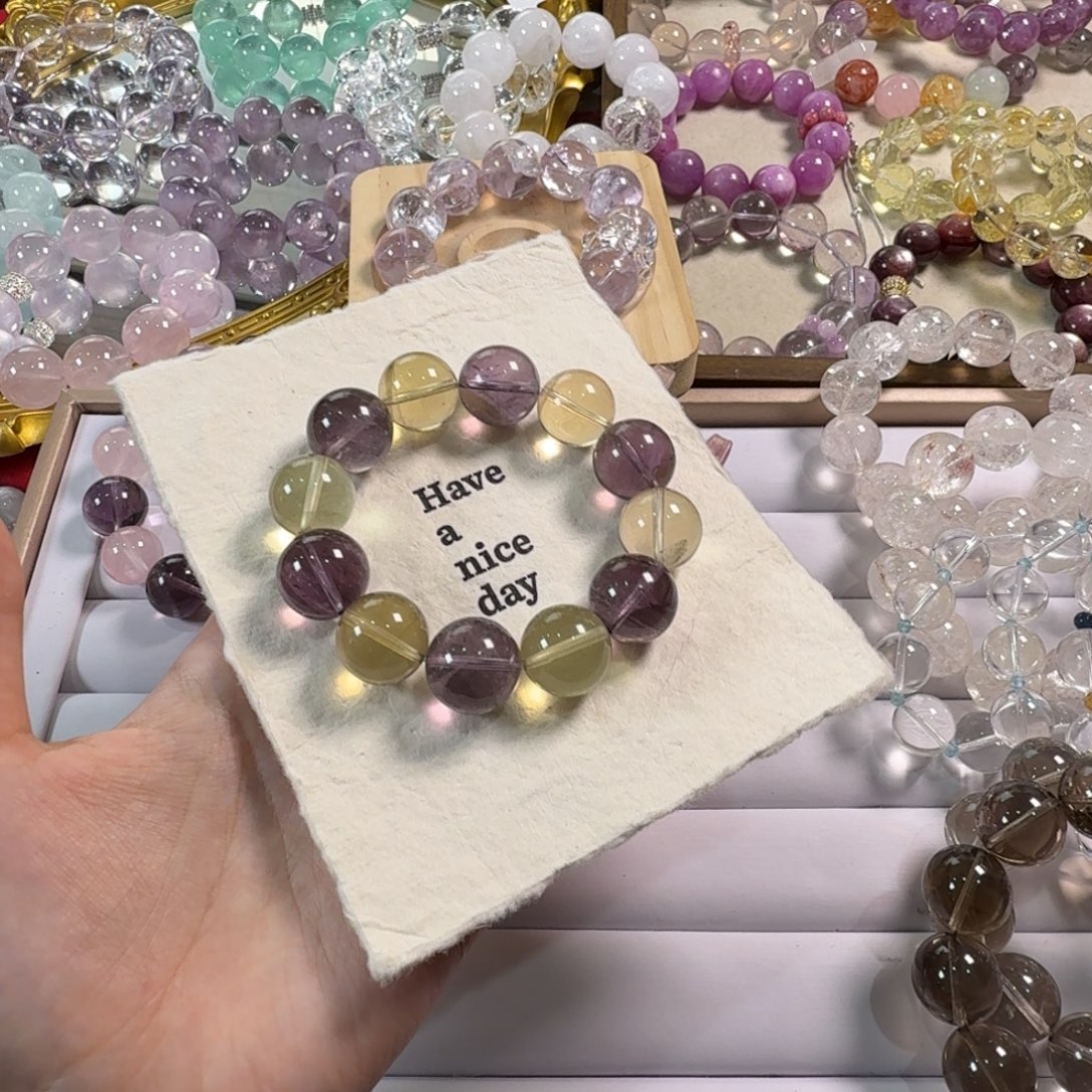 ****未镶嵌手链水晶紫黄16+