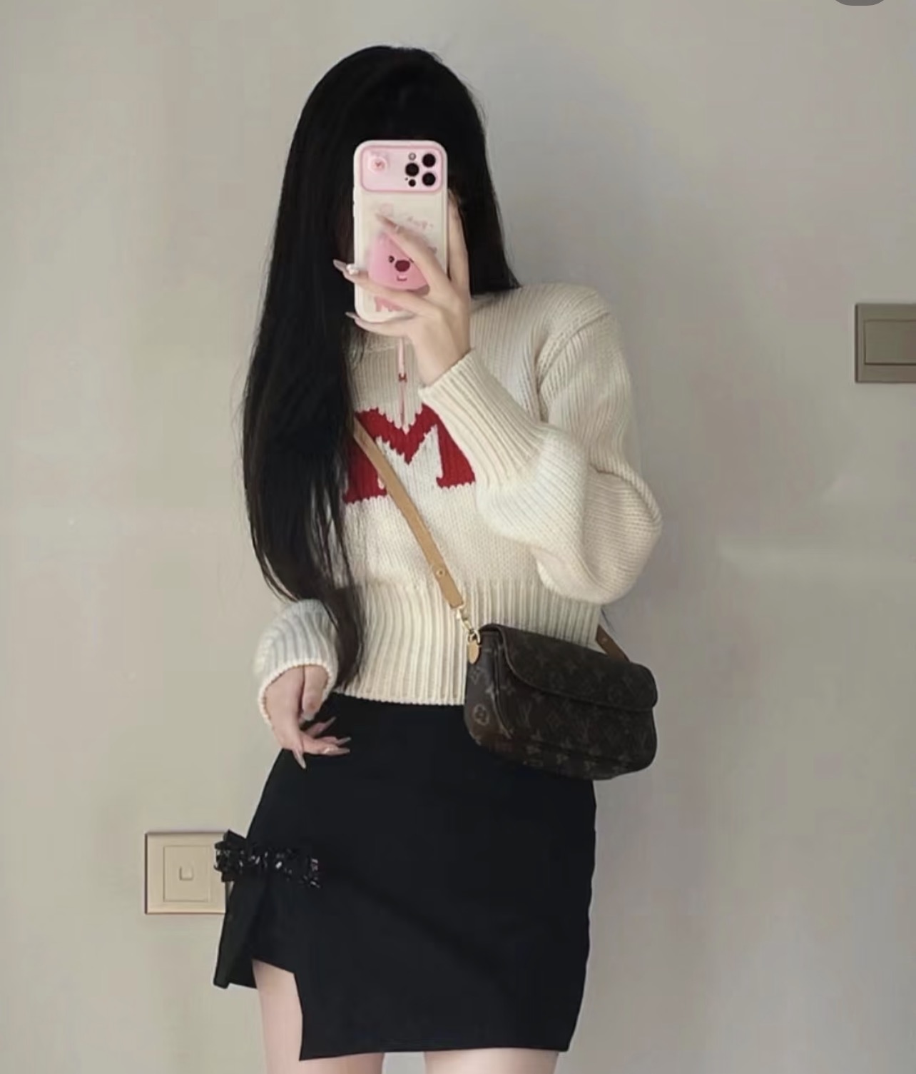 未使用 MIU MIU/缪缪 bb2656 绵羊毛 白色logo毛衣 36码 