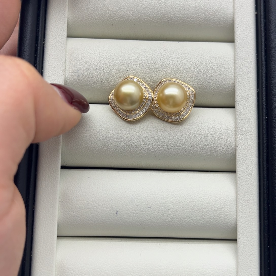 海水珍珠耳饰银S925镶嵌