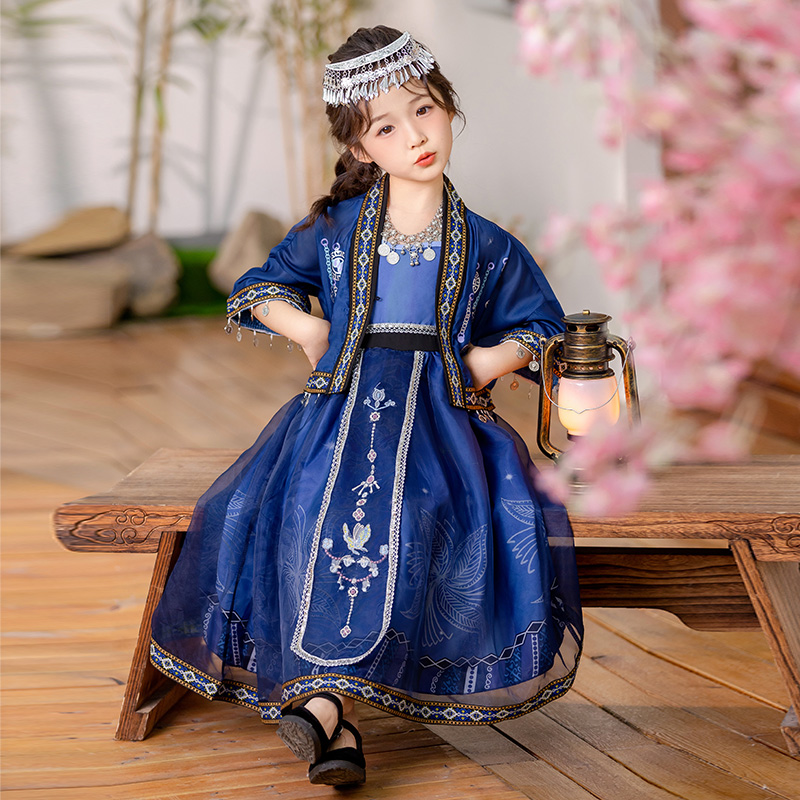 三月三唐装齐胸裙子小女孩中国风民族风古装汉服连衣裙襦裙仙气