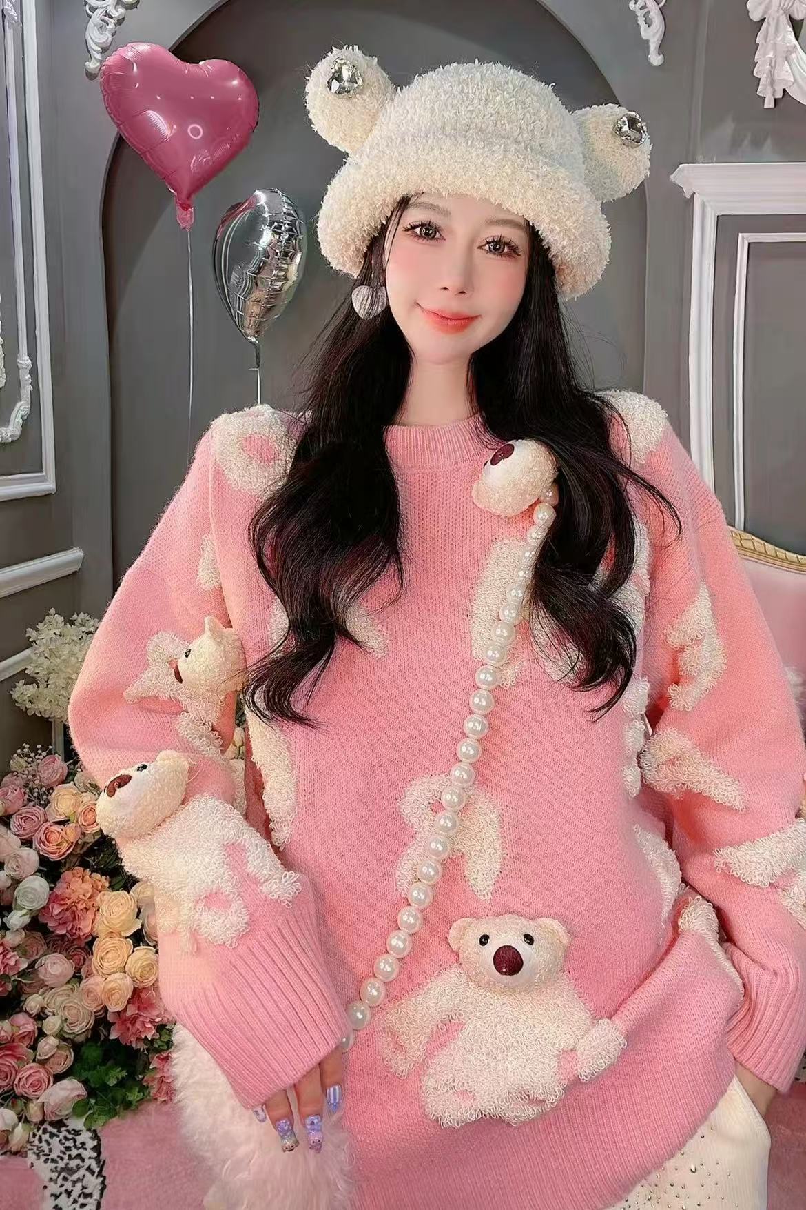 法式甜美风秋冬拼色女装毛衣时尚百搭