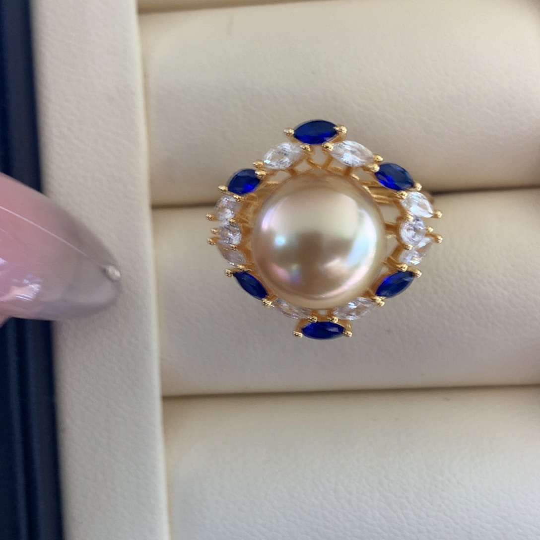 银S925镶嵌戒指海水珍珠