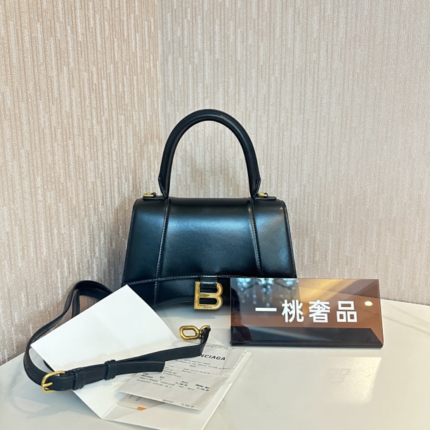 95新 Balenciaga/巴黎世家 一桃/98新/巴黎世家黑沙漏s号手提斜挎