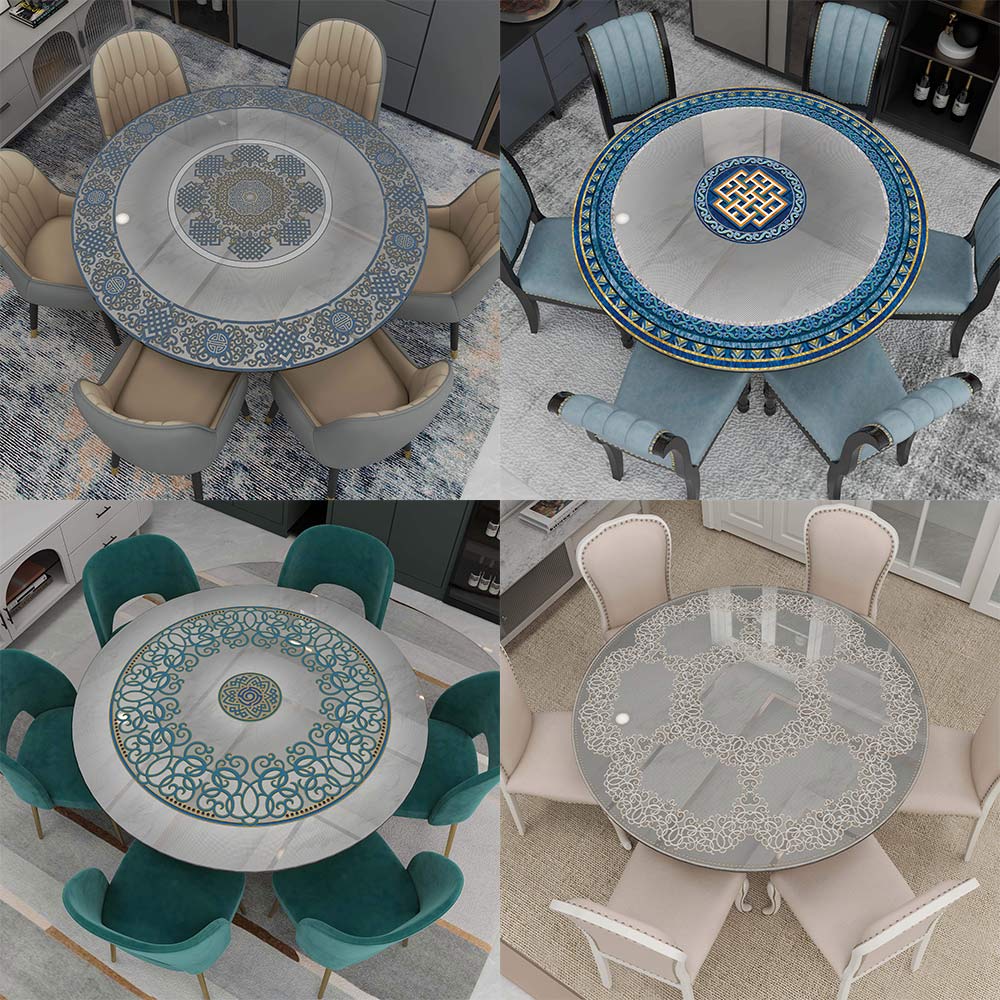 【透明桌垫】现代蒙古风格桌垫 蒙餐馆圆桌垫 超透 轻奢时尚餐厅垫