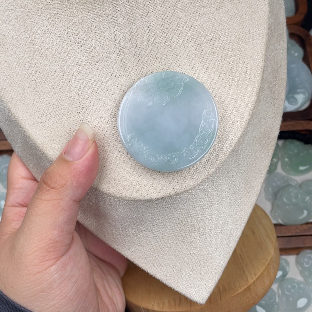 翡翠未镶嵌颈饰仿古平安无事牌