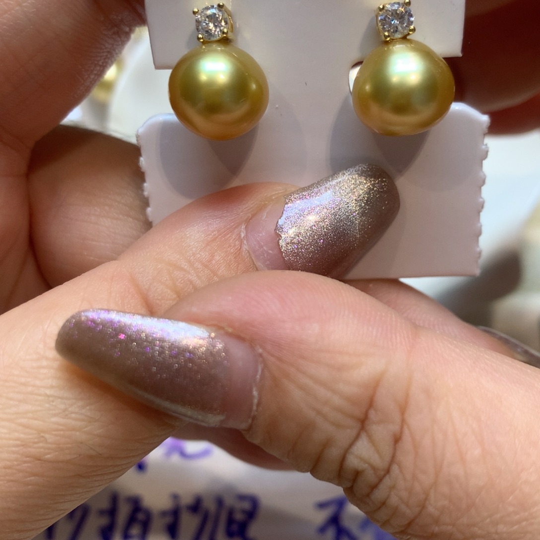 银S925镶嵌海水珍珠耳饰