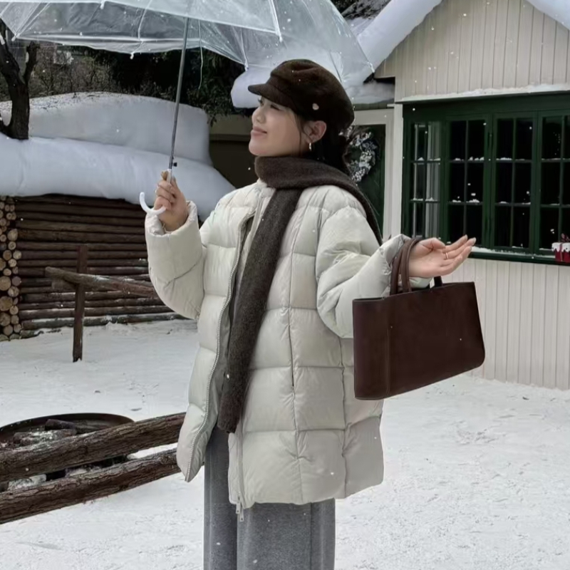 【503】女款2025冬季新款韩版保暖纯色款百搭时尚加厚面包服外套