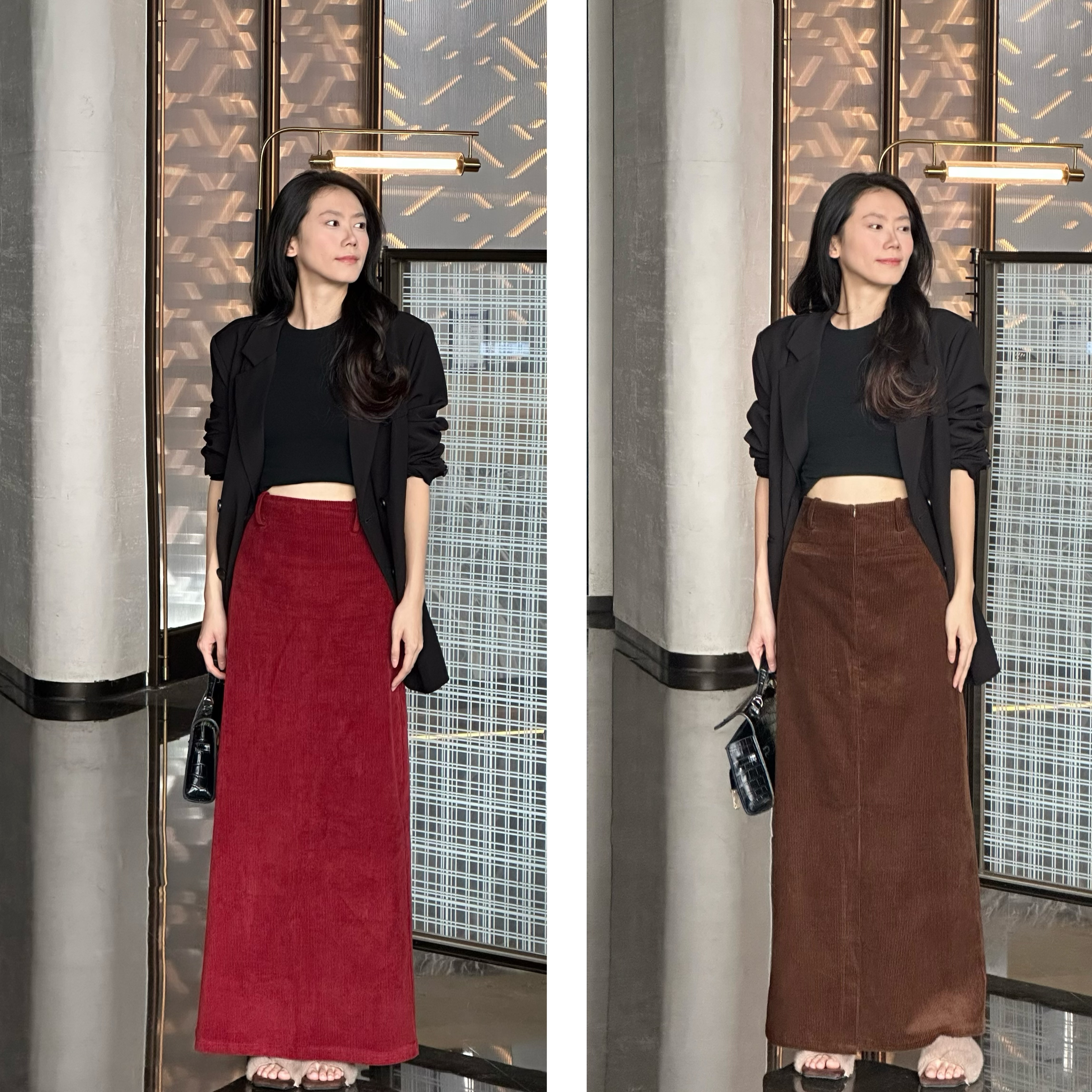 【前后两穿】秋冬款加厚灯芯绒直筒设计百搭后开叉半身裙