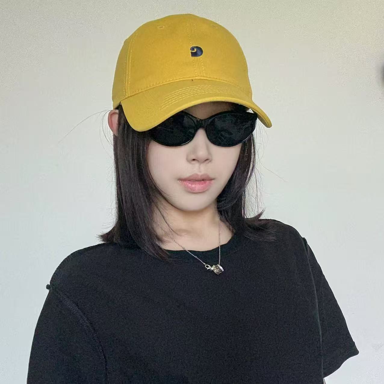 网红韩版新款大头围显脸小男女鸭舌帽百搭软顶刺绣棒球帽夏季帽子