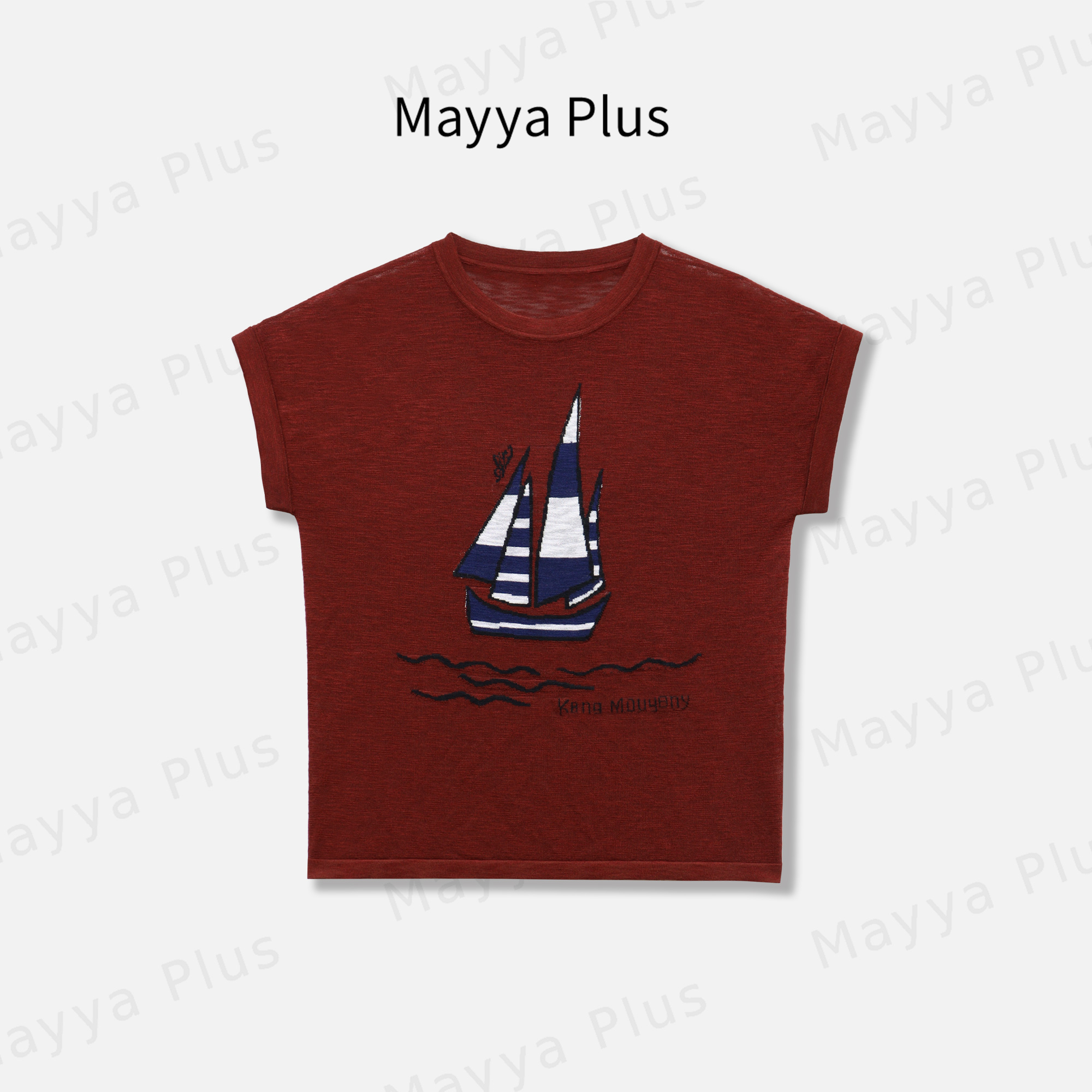 【一帆风顺】Mayya Plus麦芽定制气质显瘦欧若风针织上衣32528701