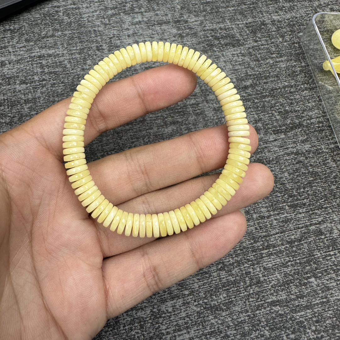 天然原矿蜜蜡高精工隔片手串7.5尺寸