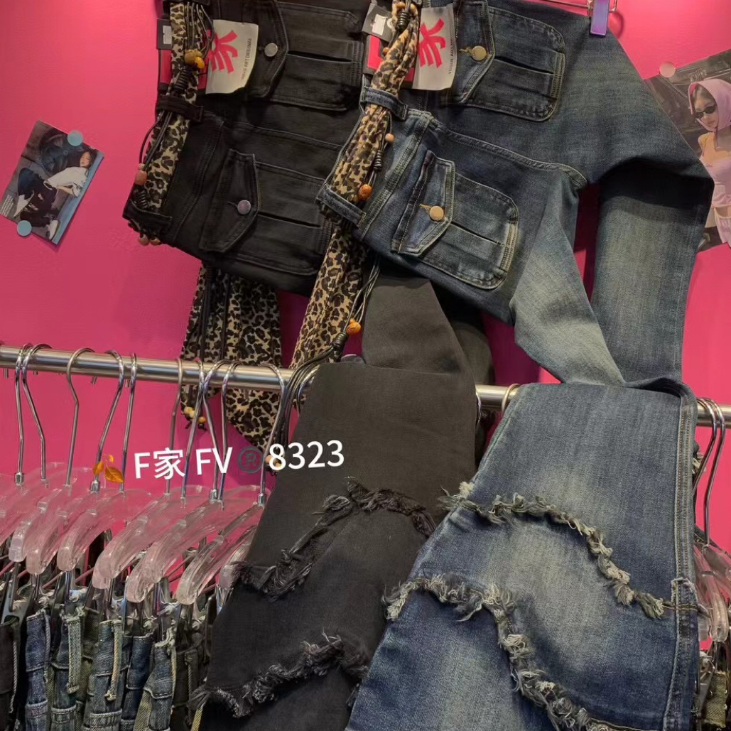 F家新款上新重工提臀高腰显瘦喇叭裤