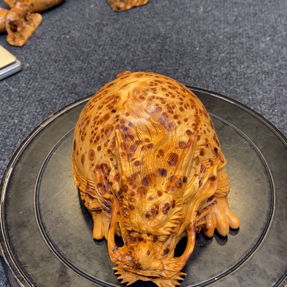 柏木（崖柏）太行精品陈化黑金爆满瘤龙龟摆件