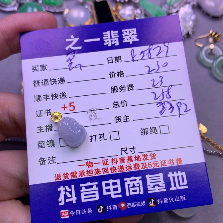 颈饰18K金镶嵌翡翠喵***宝