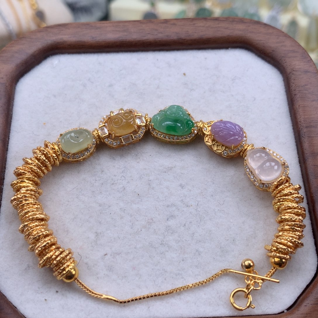 翡翠银S925镶嵌颈饰手链