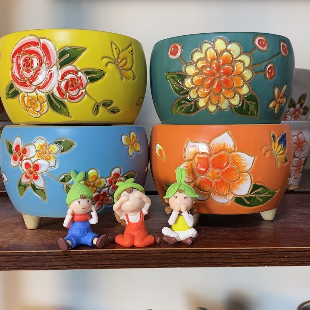 红陶韩式多肉植物花盆