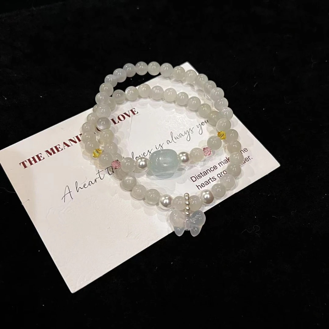 F662 6mm白月光设计款双圈手串 多样性发一