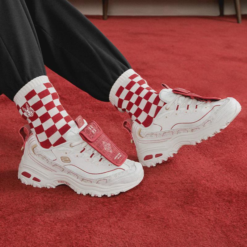 斯凯奇女鞋秋季新年款熊猫鞋龙年限定红包鞋男兔飞猛进老爹鞋