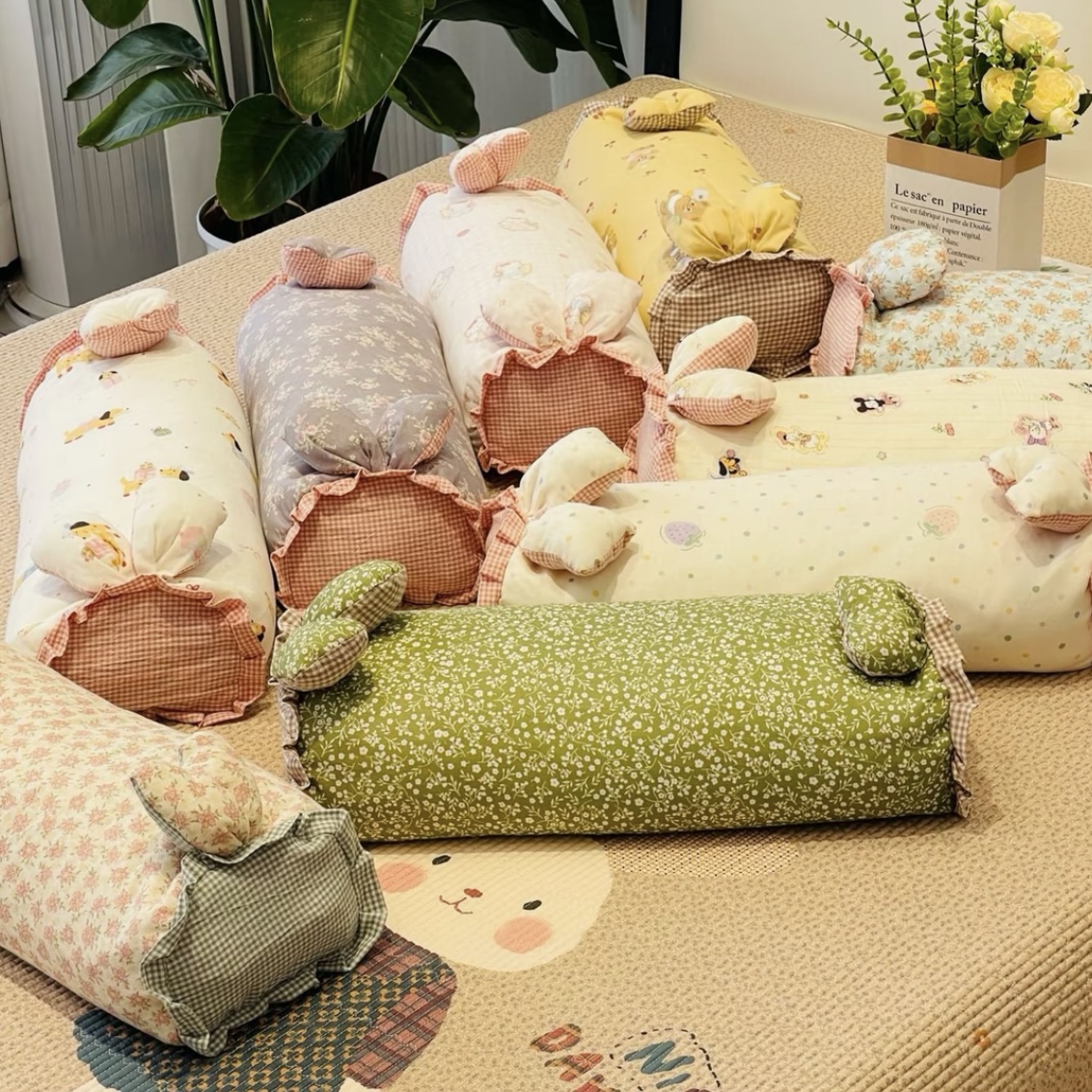 兔耳脊椎颈枕床品通用床上用品纤维枕绗缝枕头