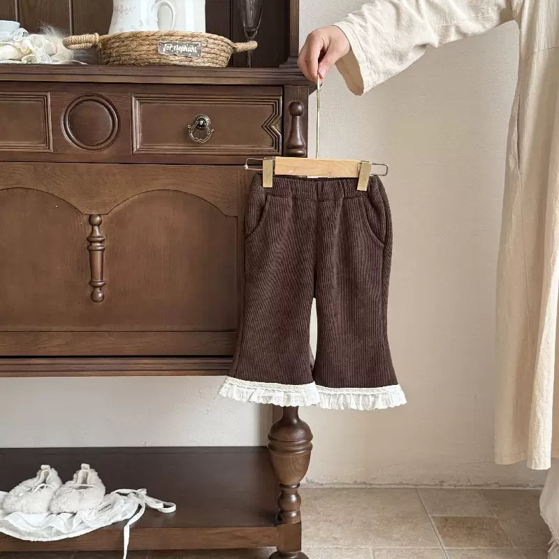 灯芯绒加绒修身喇叭长裤