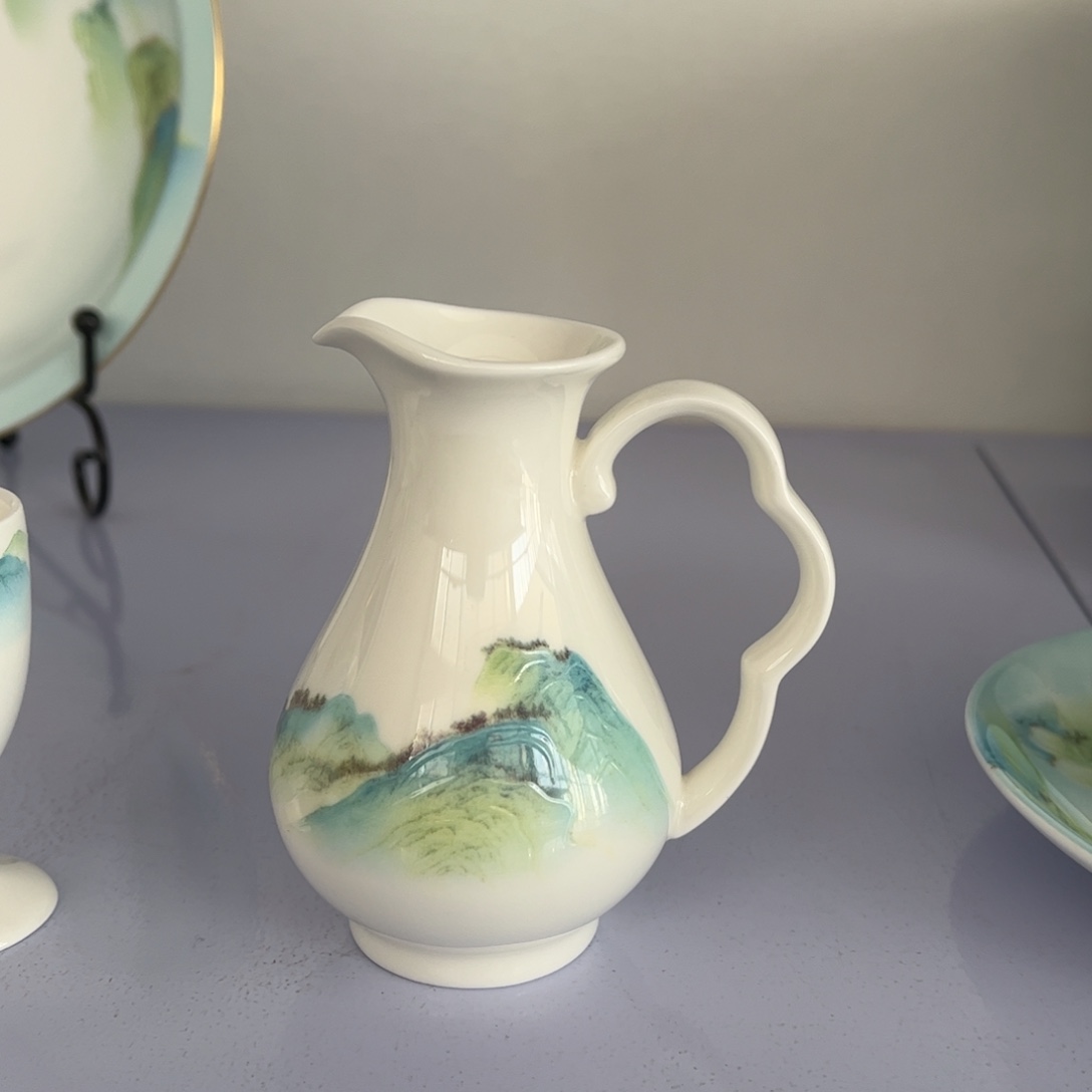 瓷片江山如画分酒器简盒