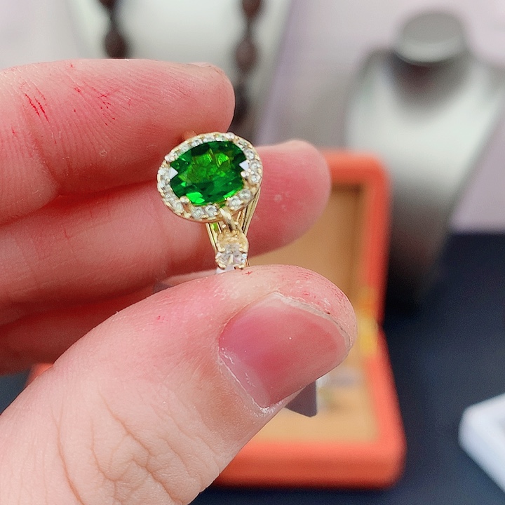 透辉石戒指银S925镶嵌