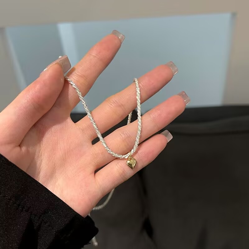 合金仿珍珠项链 03-59波光爱心项链