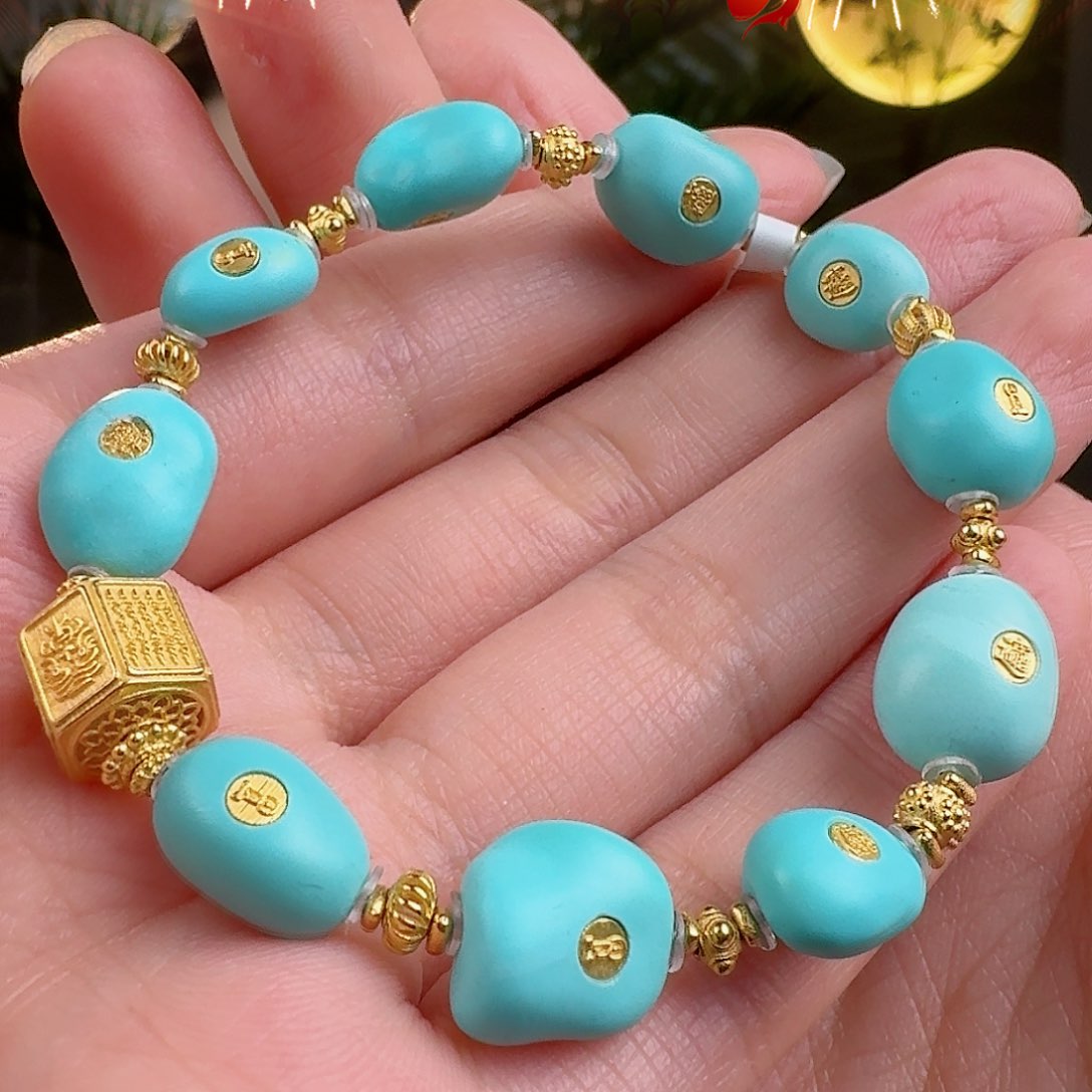 绿松石珠宝奇石18K金镶嵌