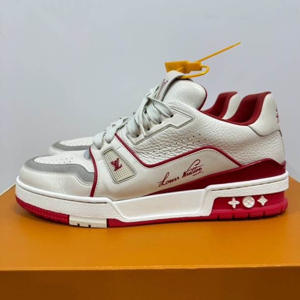 95新 LouisVuitton/路易威登 41码 trainer 白红 时尚板鞋