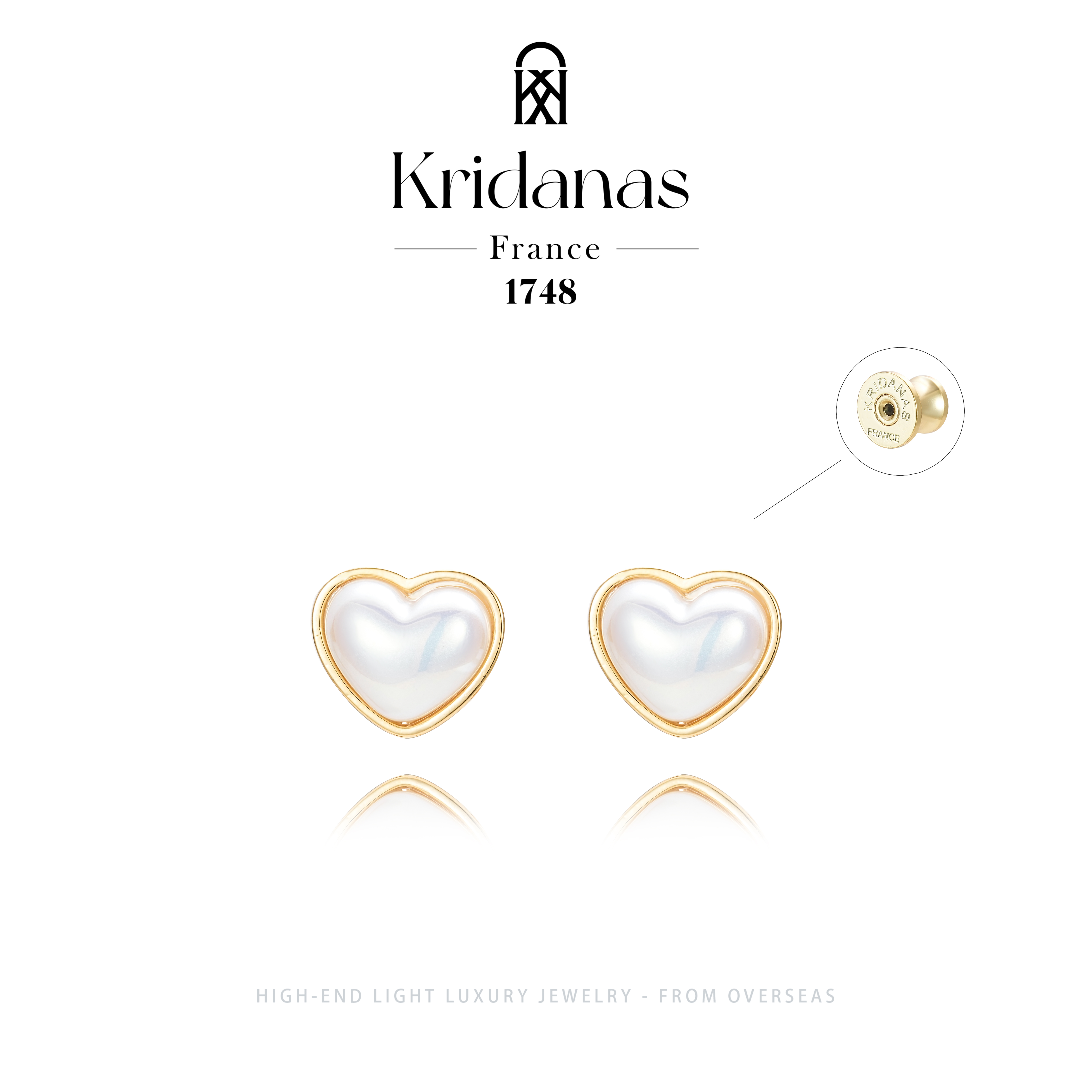  【纯白布蕾】Kridanas设计师款爱心轻奢耳钉F2126