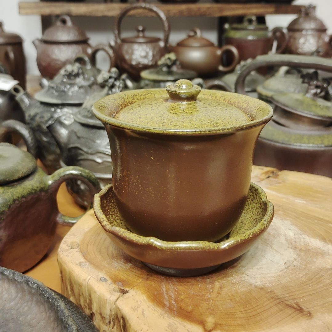 坭兴陶纯柴烧全手工盖碗130c