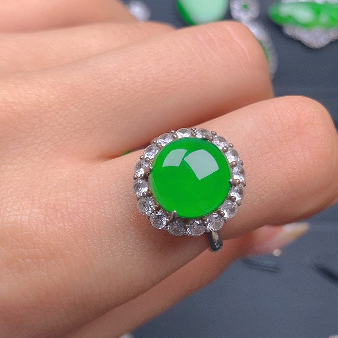 银S925镶嵌戒指翡翠