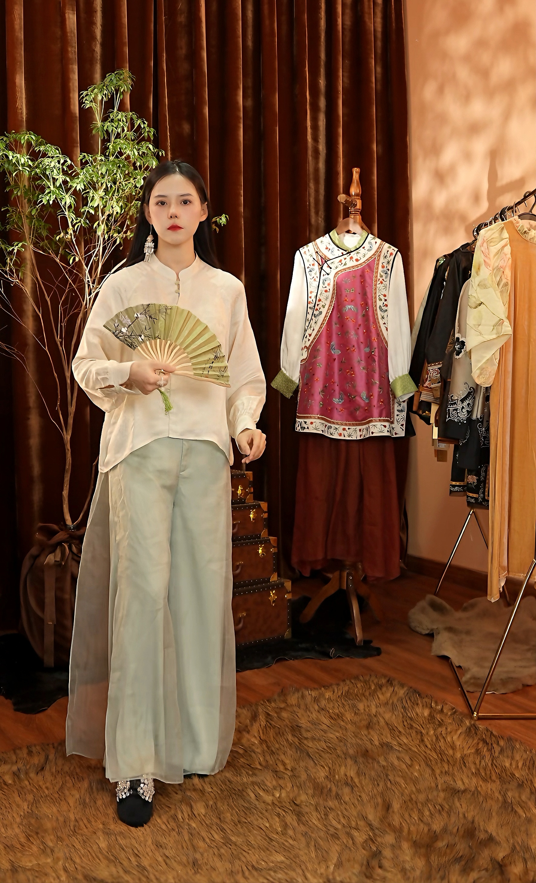 Fanny Darnat/芬妮丹娜特如愿百搭上衣女早春中国风时尚长袖2025