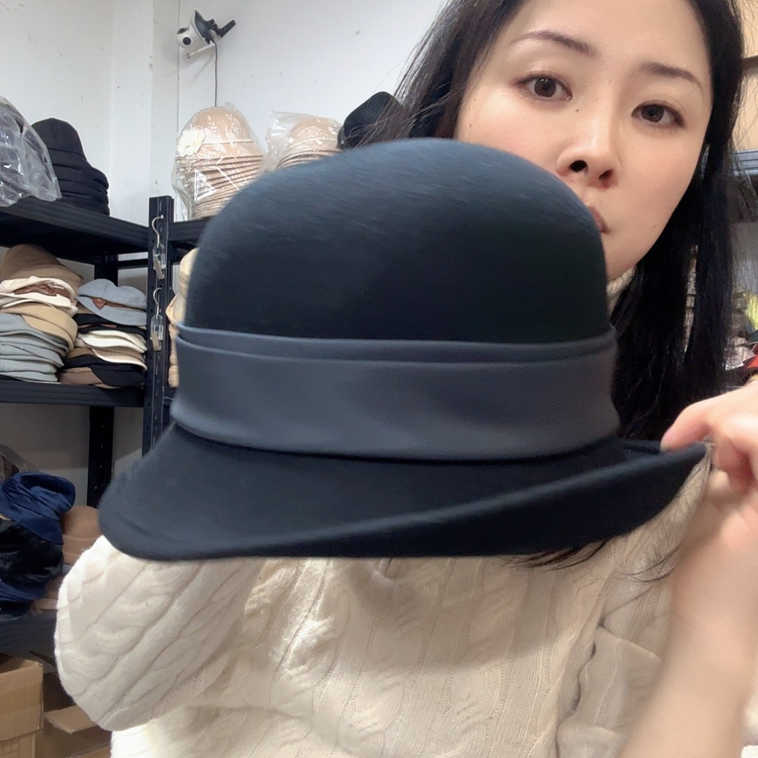 纯棉黑色小礼帽羊毛