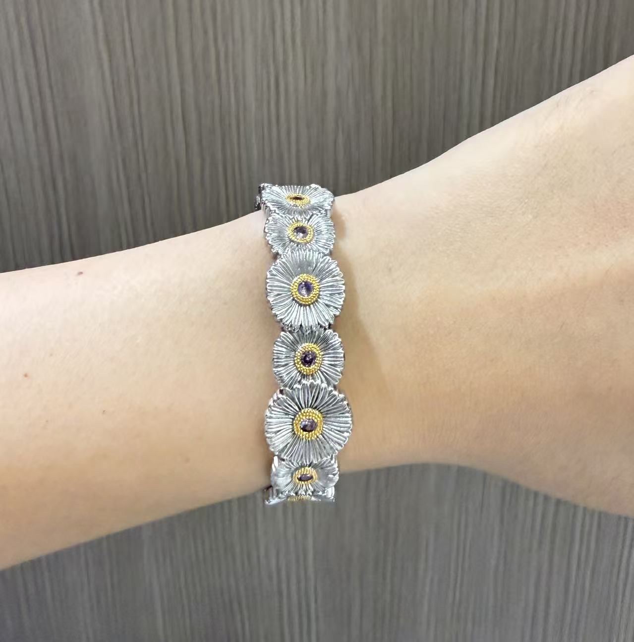 合金手镯 【雏菊紫色石头】精工手镯