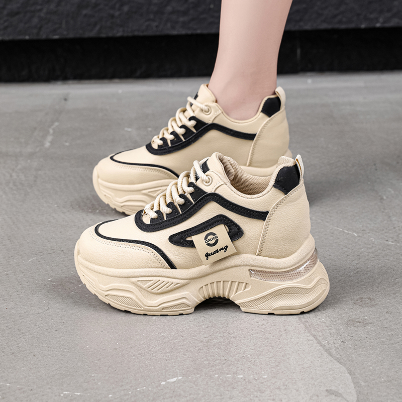 2025年秋季新款内增高8cm女鞋厚底老爹鞋女透休闲运动跑步鞋女鞋