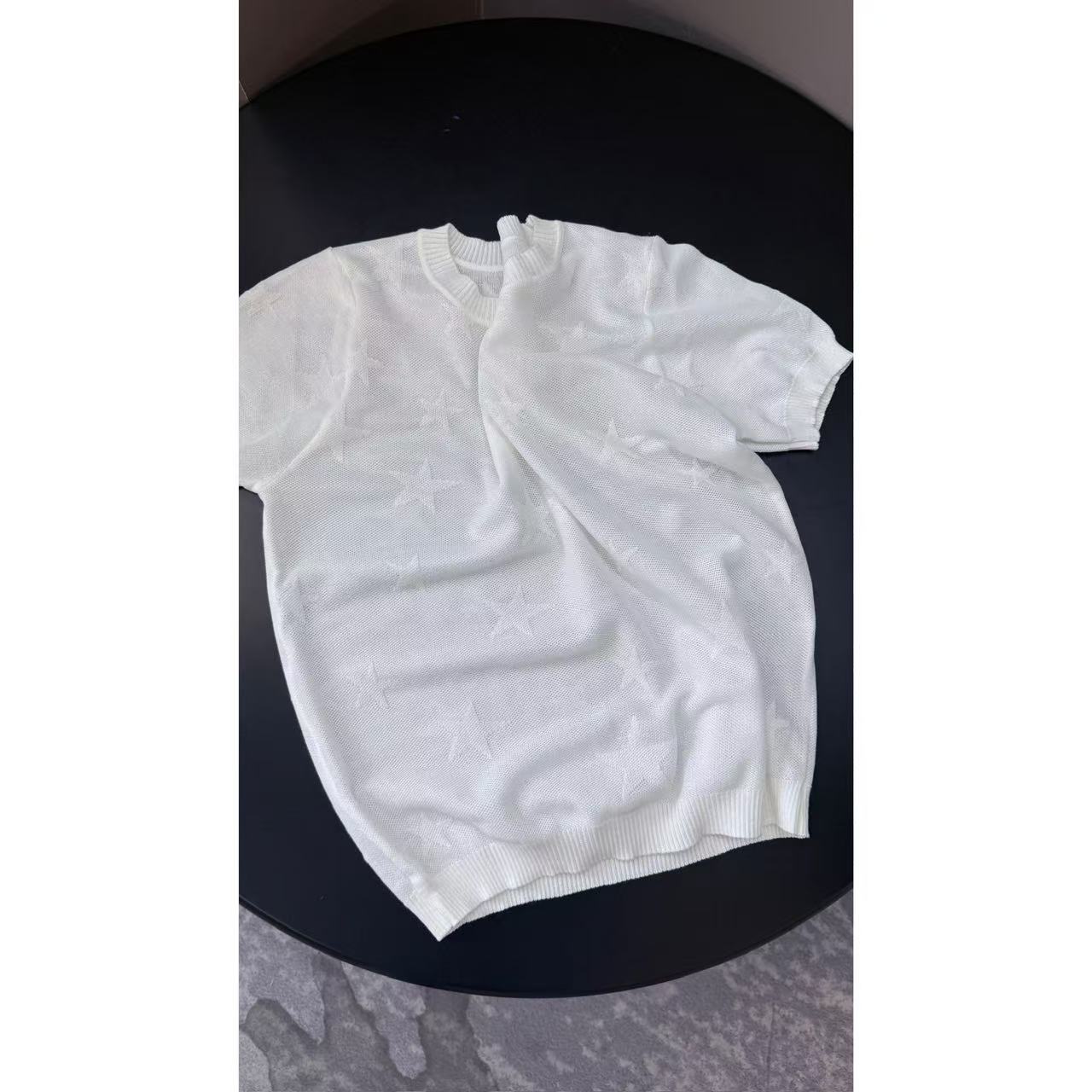 《现货》【D】夏季新品时尚轻薄白色圆领短袖休闲针织上衣Ani-C152