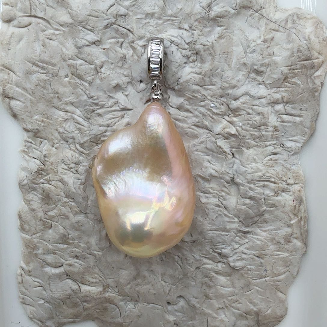 淡水珍珠银S925镶嵌吊坠(不含链)不退不换