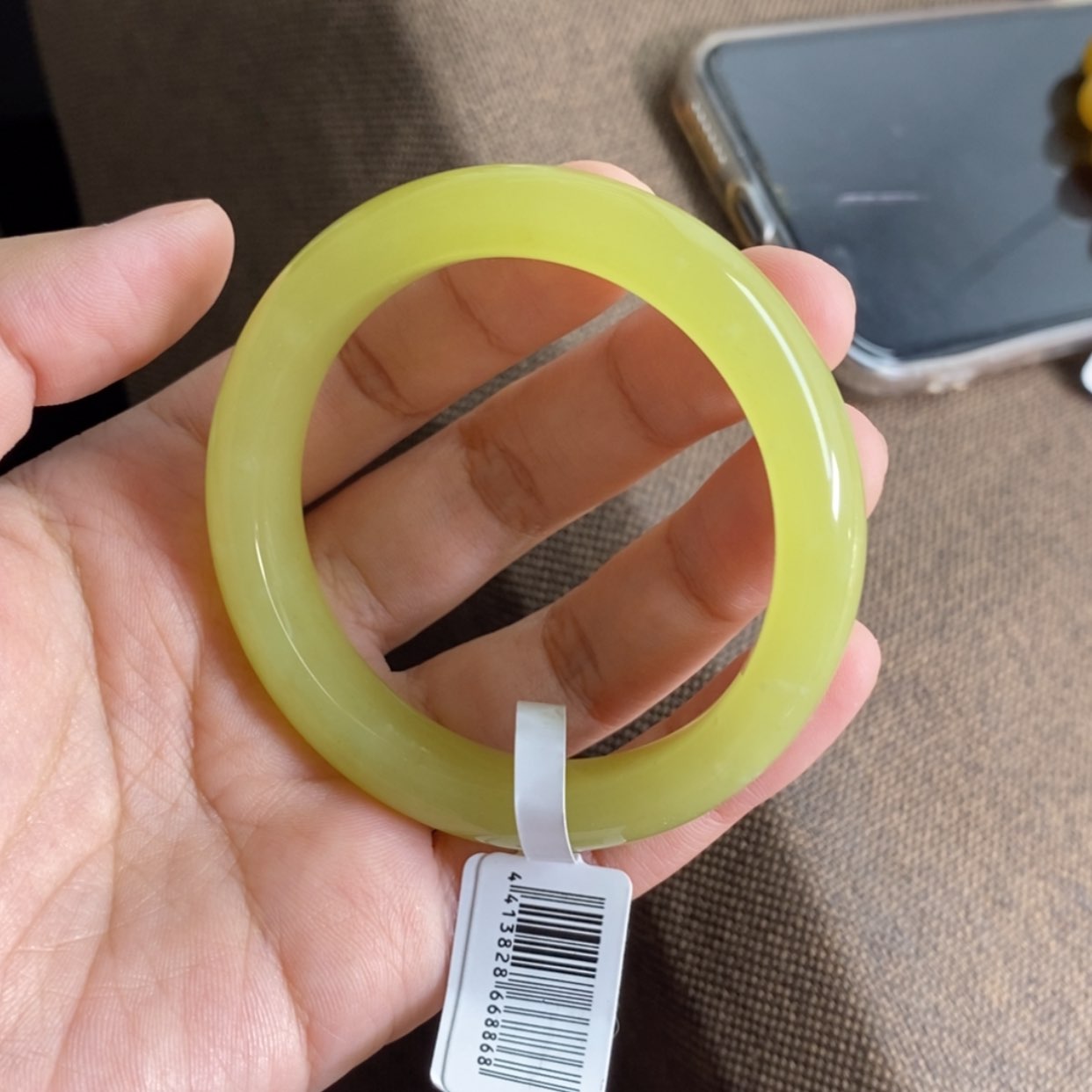 【闪购商品】和田玉未镶嵌手镯5253冰鸡油黄，微瑕