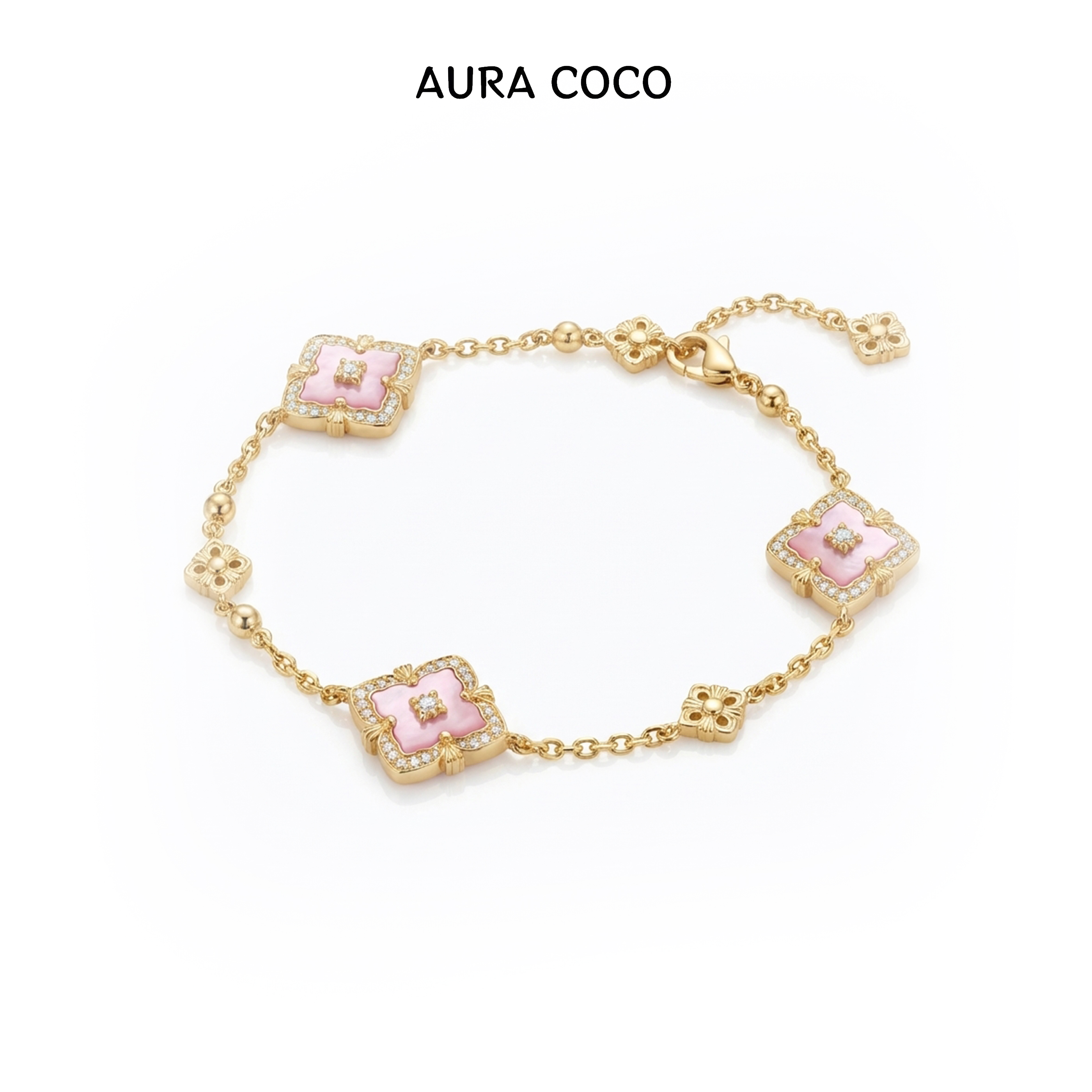 COCO高定 镀K金 粉色布布手链 时尚轻奢手链XMA1014