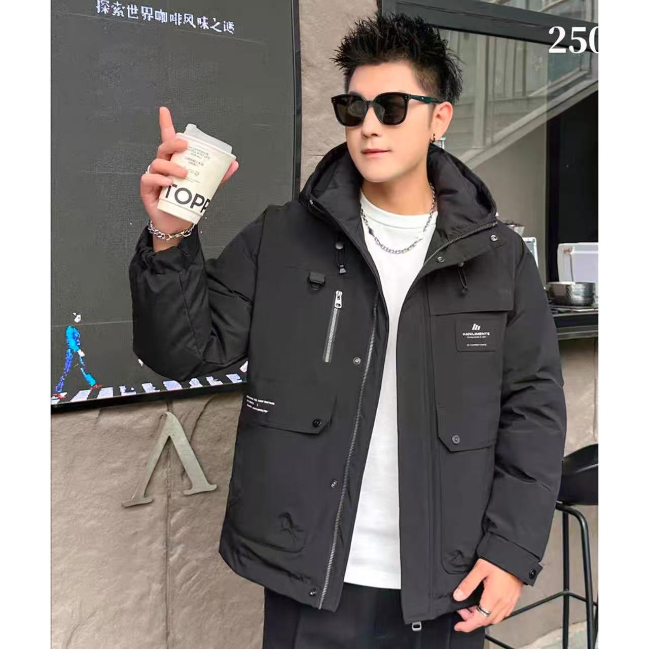 【F】冬季保暖加厚潮流时尚连帽防寒服652【无水洗唛】652