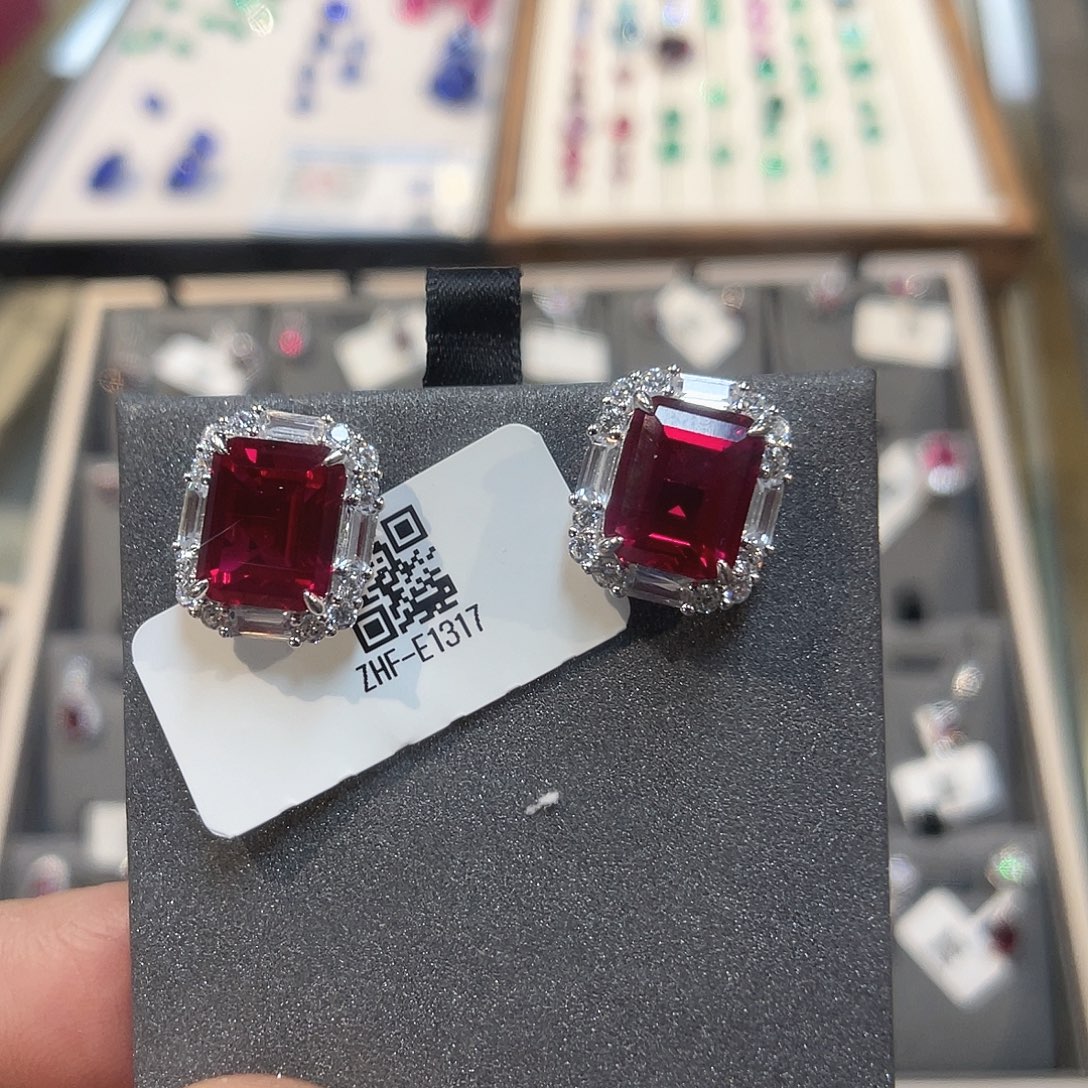 925银培育宝石实心s925银镶