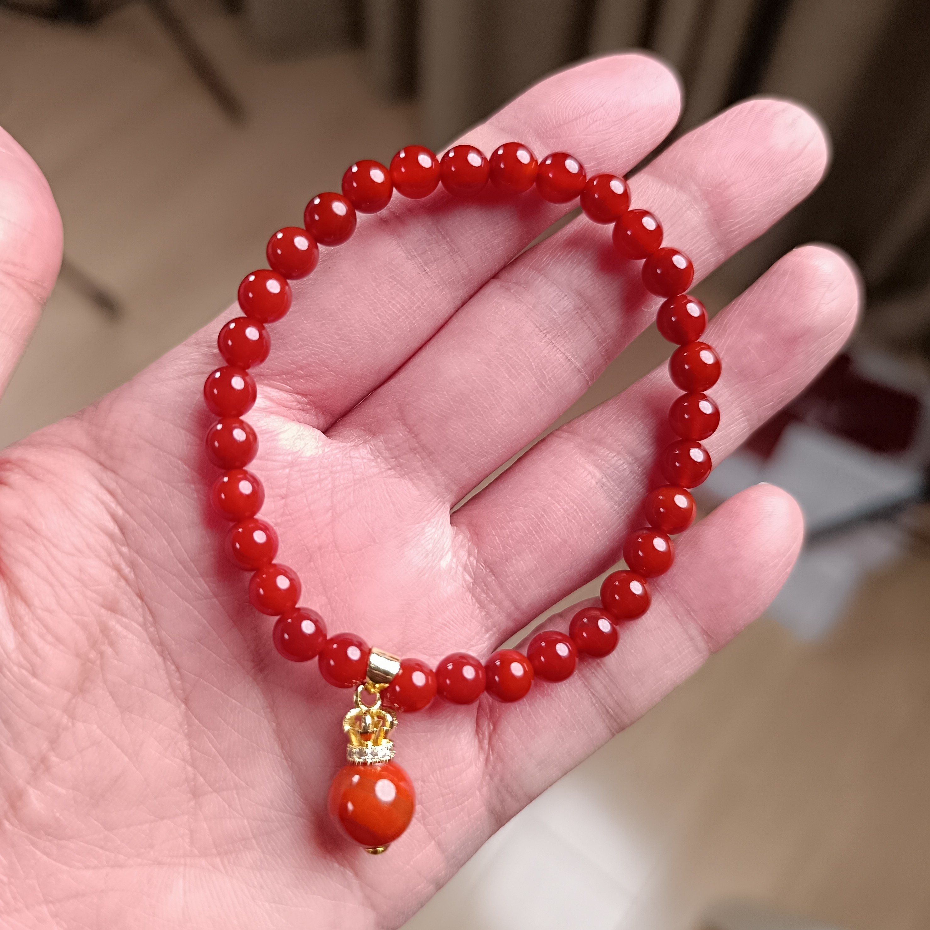 非洲马达加斯加天然红玛瑙手串