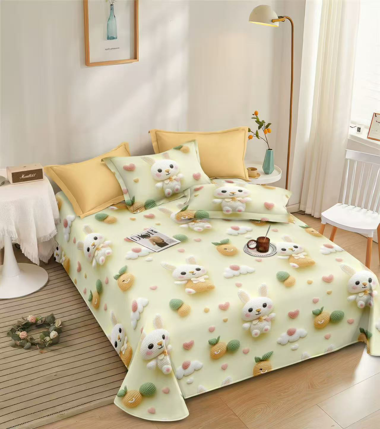 双经双纬加厚老粗布床单2.4*2（-+5cm）【数码小兔】 柔软舒适 不起球