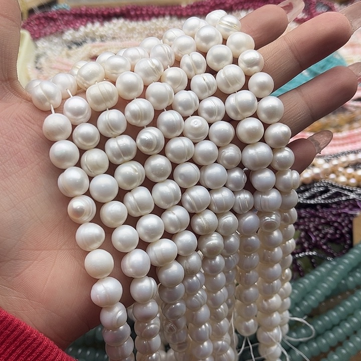 玛瑙/玉髓珠宝半成品未镶嵌一条10mm左右螺纹珍珠